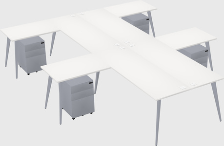Shared l-shaped office desk system