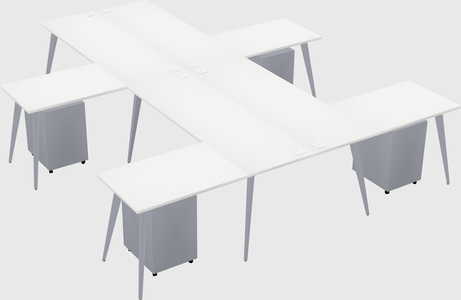Shared l-shaped office desk system