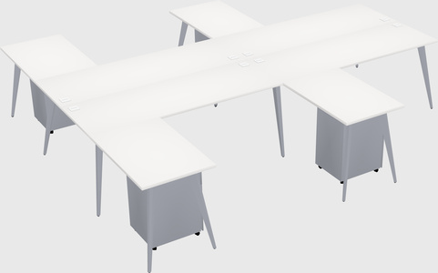 Shared l-shaped office desk system