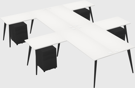 Shared l-shaped office desk system