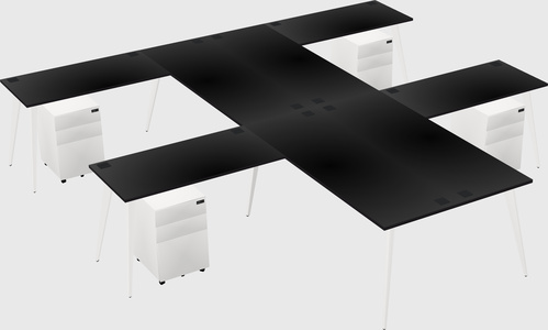 Shared l-shaped office desk system