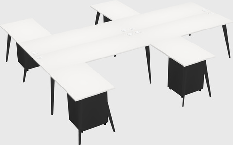 Shared l-shaped office desk system