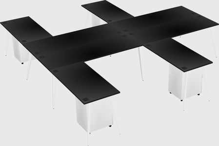 Shared l-shaped office desk system