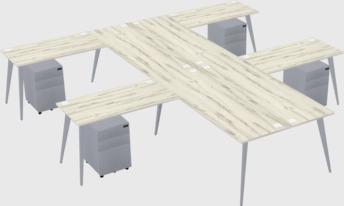 Shared l-shaped office desk system