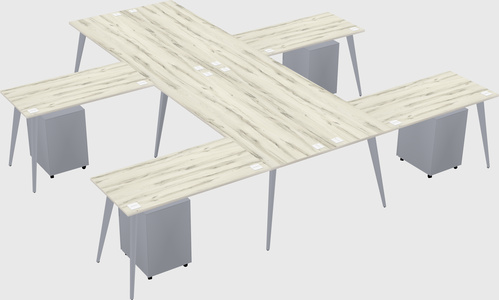 Shared l-shaped office desk system