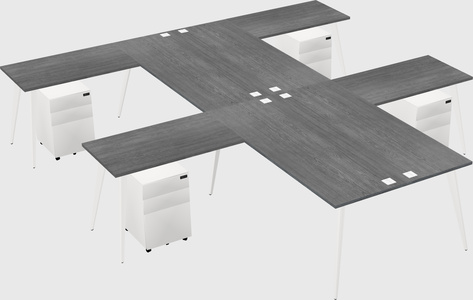 Shared l-shaped office desk system