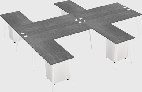 Shared l-shaped office desk system