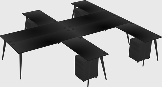Shared L-shaped Office Desk System