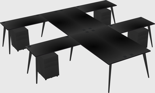 Shared l-shaped office desk system