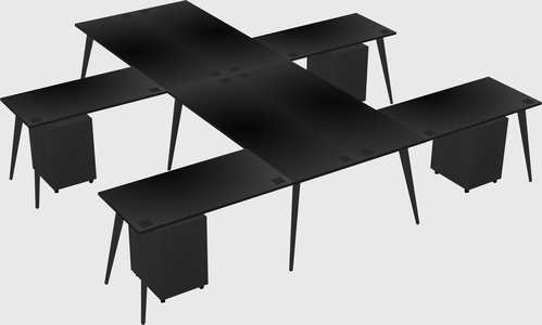 Shared l-shaped office desk system