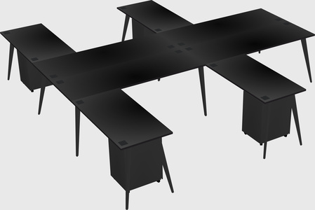 Shared l-shaped office desk system