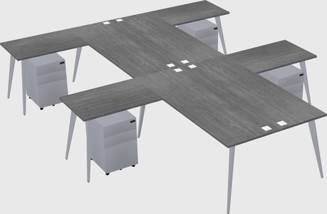 Shared l-shaped office desk system