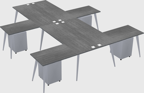 Shared l-shaped office desk system