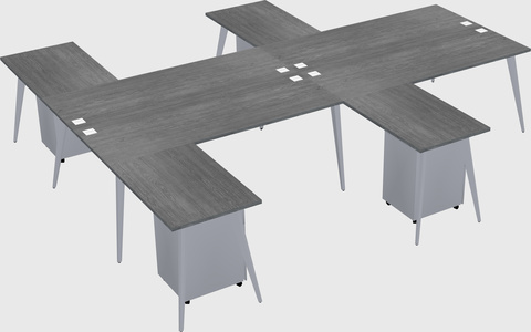 Shared l-shaped office desk system