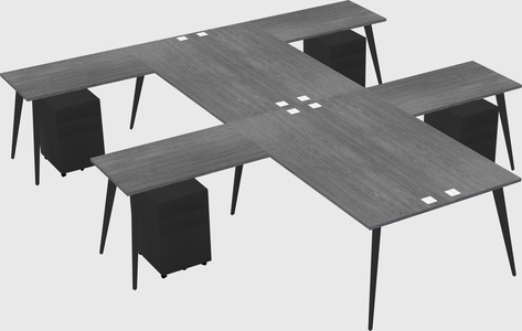 Shared l-shaped office desk system