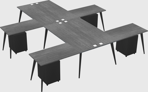 Shared l-shaped office desk system