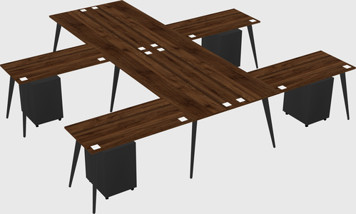 Shared l-shaped office desk system