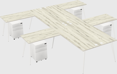 Shared l-shaped office desk system