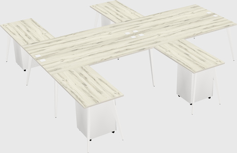 Shared l-shaped office desk system