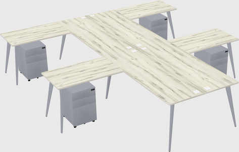 Shared l-shaped office desk system