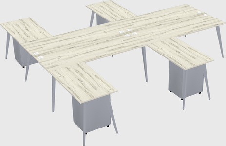 Shared l-shaped office desk system