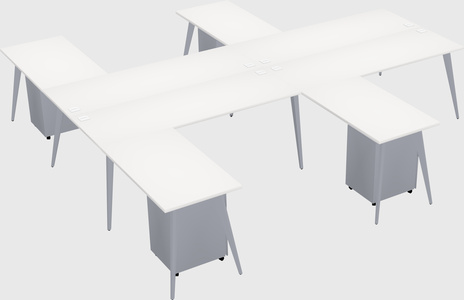 Shared l-shaped office desk system