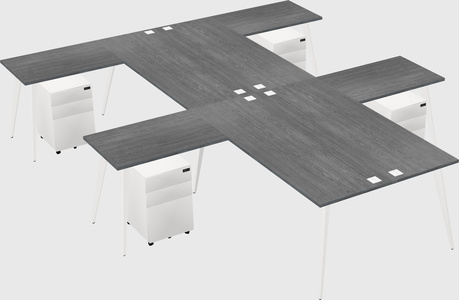 Shared l-shaped office desk system