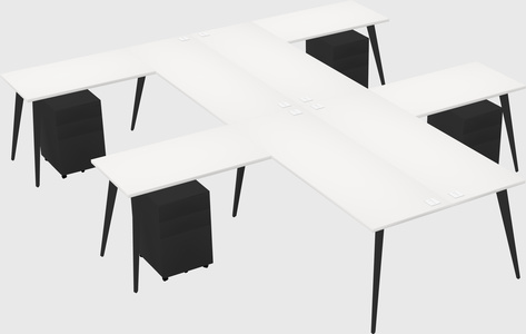 Shared l-shaped office desk system