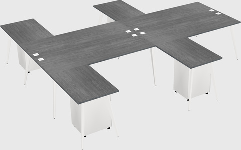 Shared l-shaped office desk system