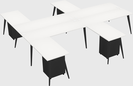 Shared l-shaped office desk system