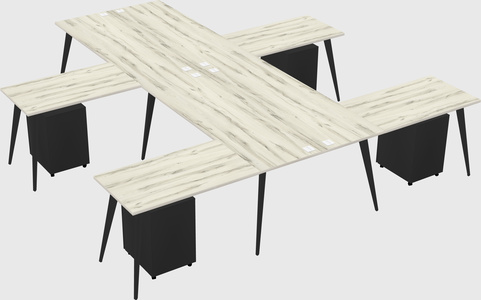 Shared l-shaped office desk system