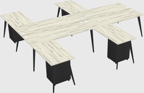 Shared l-shaped office desk system