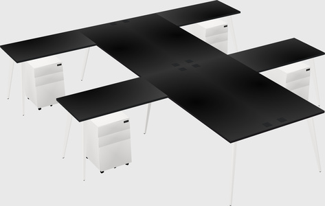 Shared l-shaped office desk system
