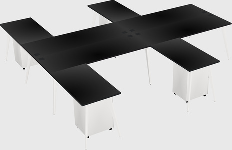 Shared l-shaped office desk system