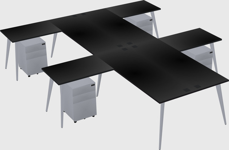 Shared l-shaped office desk system