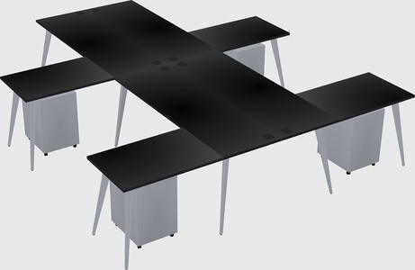 Shared l-shaped office desk system