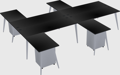 Shared l-shaped office desk system