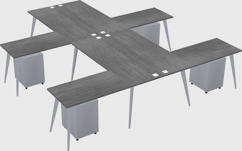 Shared l-shaped office desk system