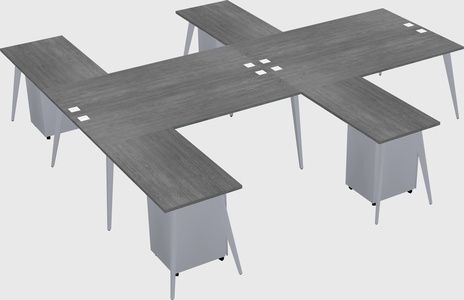 Shared l-shaped office desk system