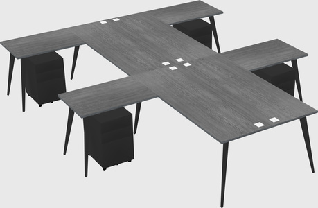 Shared l-shaped office desk system