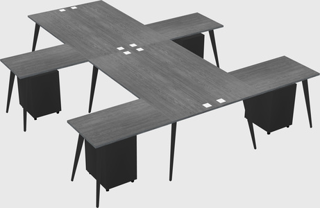 Shared l-shaped office desk system