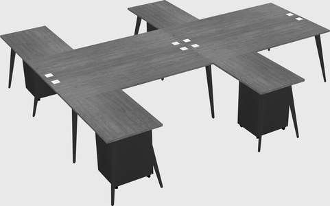 Shared l-shaped office desk system
