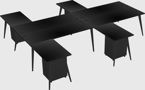 Shared l-shaped office desk system