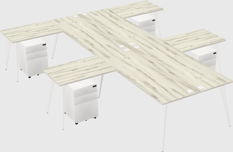 Shared l-shaped office desk system