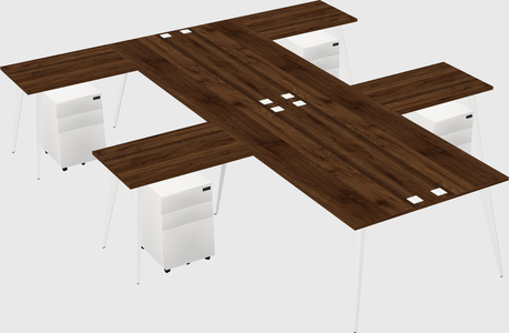Shared l-shaped office desk system