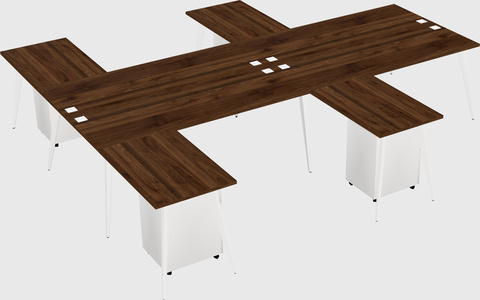Shared l-shaped office desk system