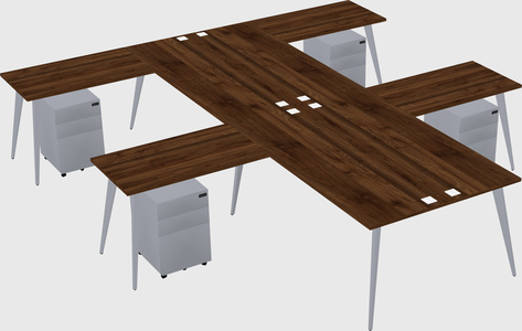 Shared l-shaped office desk system