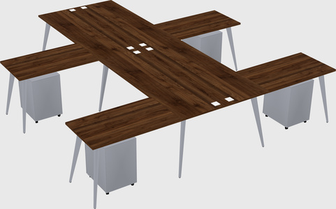 Shared l-shaped office desk system