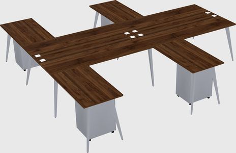 Shared l-shaped office desk system