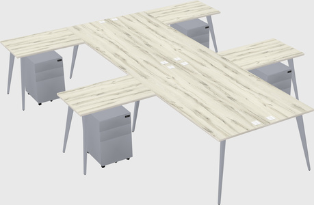 Shared l-shaped office desk system